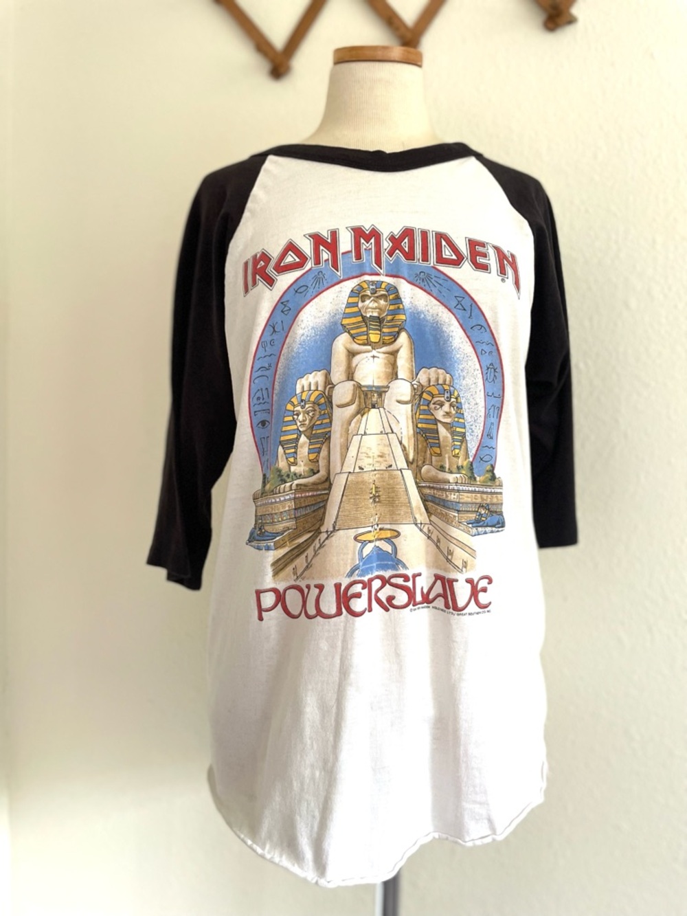 Vintage Iron Maiden Shirt 1984 World Slavery Tour Powerslave Raglan Jersey - Picture 3 of 10